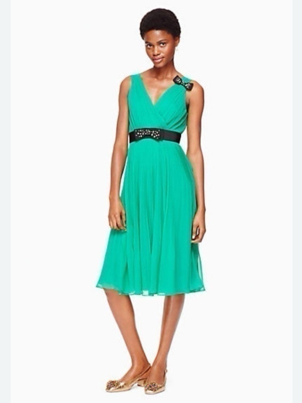 NEW Kate Spade Emerald Ring Green Chiffon Dress - Picture 9 of 14